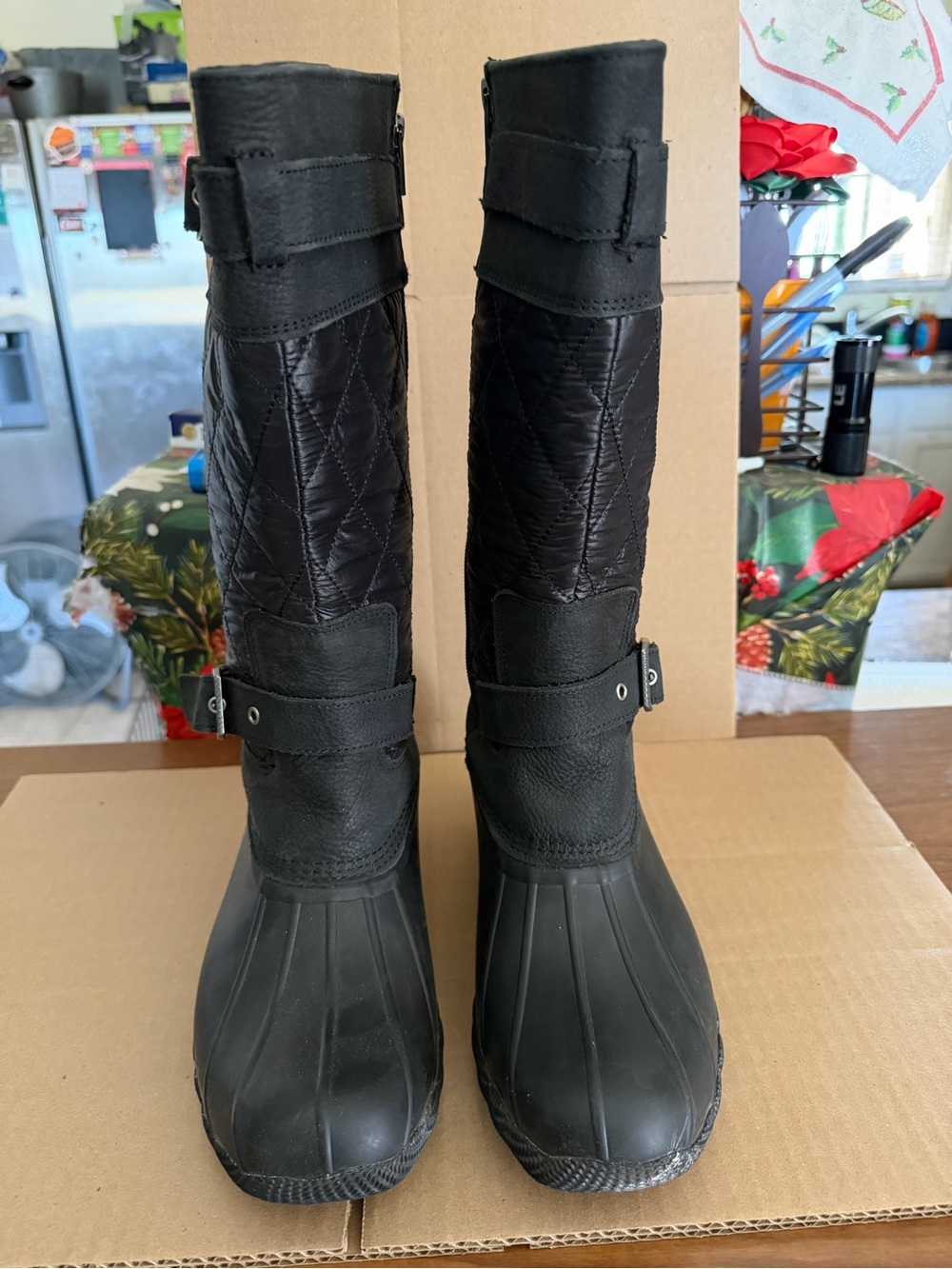 SPERRY Women's Black Nylon Duck Boots Size 7.5